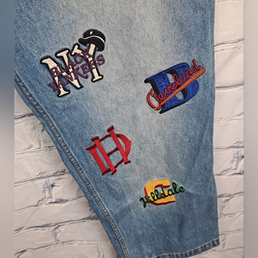 Headgear Negro League Baseball Men's Jeans Team Patches Straight 44 Actual 42x33 - Picture 12 of 15